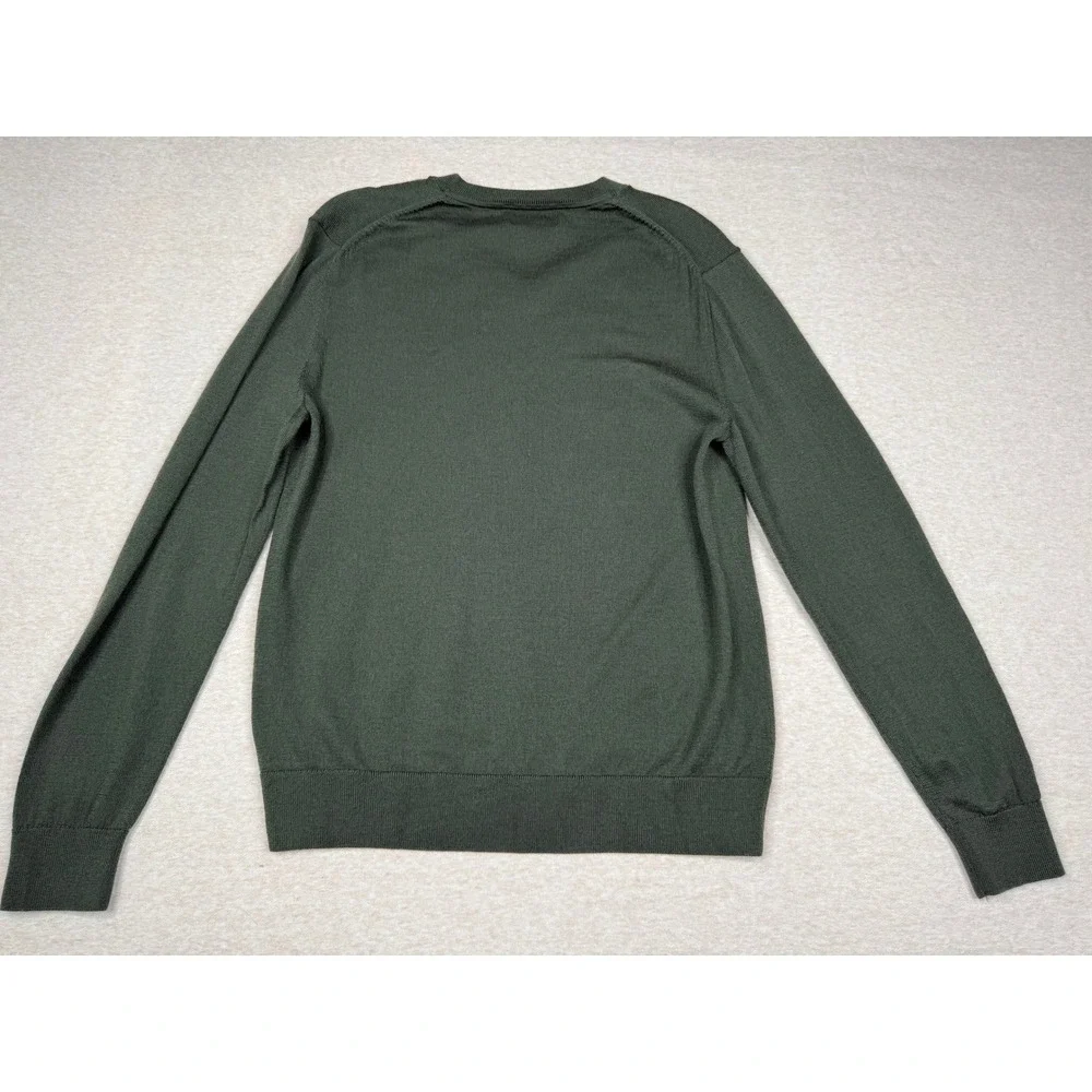 Banana Republic 100% Merino Wool Sweater Men's M Green V-Neck Lightweight